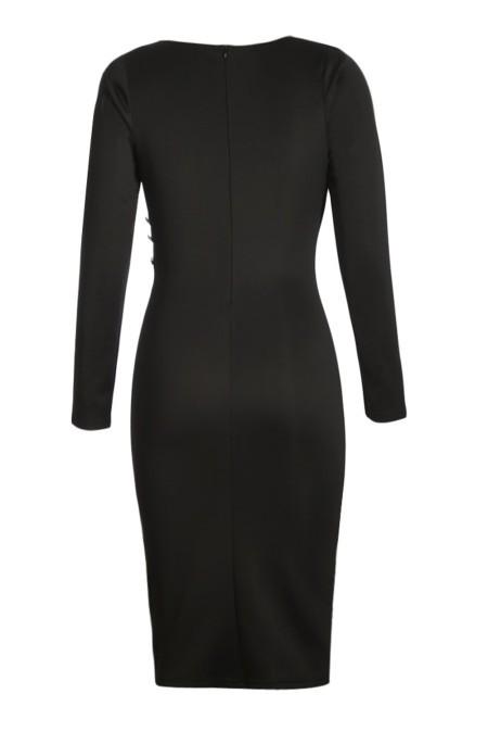 Elegáns midi ruha aszimmetrikus szoknyával és dekoratív gombokkal, KARSYN, fekete