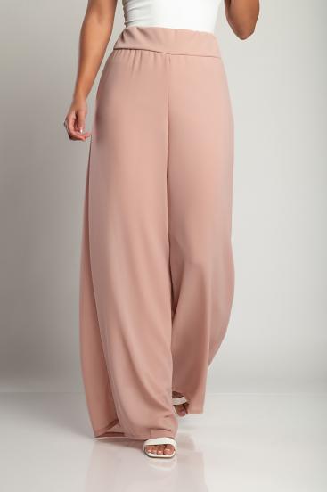 Elegáns nadrág hosszú, bő szárakkal és magas derékkal, VERONNA, rózsaszín