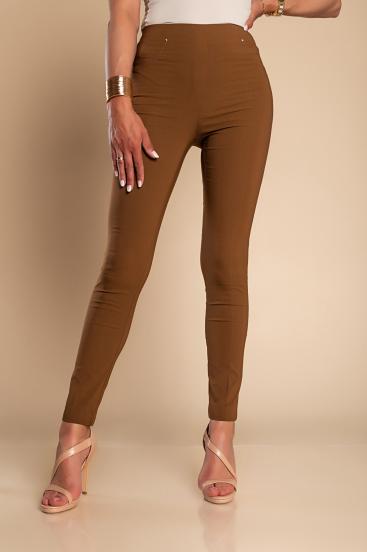 Elegáns, szűk szabású nadrág magas, rugalmas derékkal, SOARISA, barna