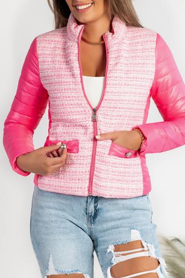 Rövid steppelt kabát dekoratív részletekkel, JUARA, rózsaszín
