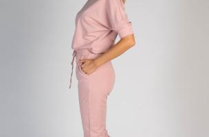 Pamut szabadidőruha rövid ujjú felsővel és hosszú nadrággal, ATLANA, rózsaszín