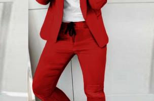 Sportos egyszínű nadrágkosztüm, ESTRENA, piros