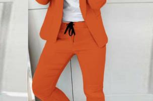 Sportos egyszínű nadrágkosztüm, ESTRENA, narancssárga
