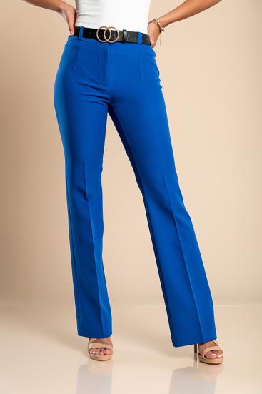 Elegáns nadrág hosszú, egyenes szárakkal, kék