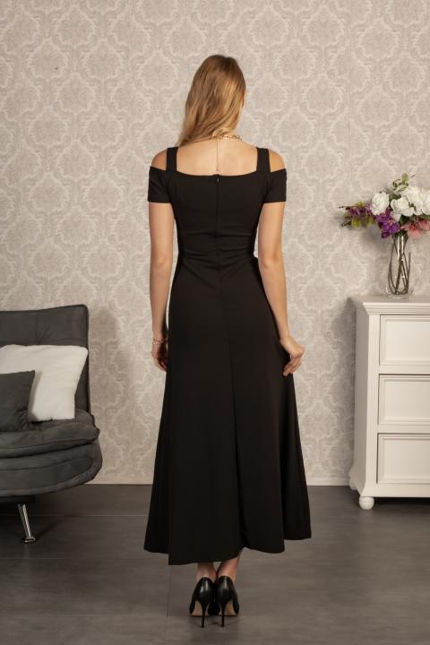 Elegáns hosszú ruha NESSA, fekete