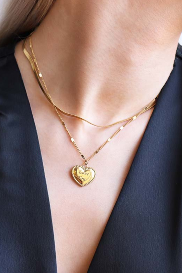 Vékony nyaklánc szív alakú medállal, ART541, aranyszínű