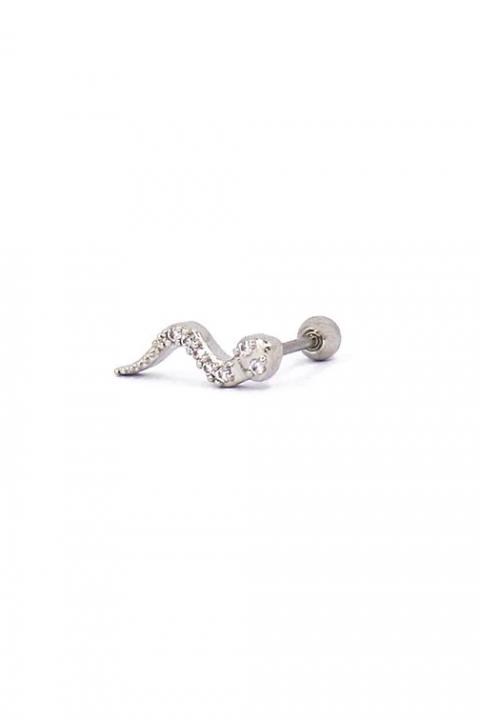 Kígyó formájú mini fülbevaló, ART1002, ezüstszínű