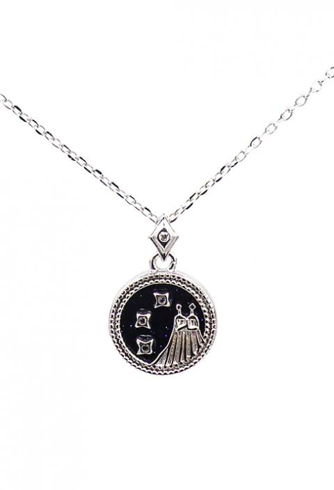 Vékony nyaklánc horoszkóp medállal, ART926, ezüstszínű