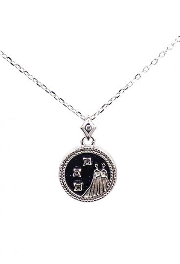 Vékony nyaklánc horoszkóp medállal, ART926, ezüstszínű