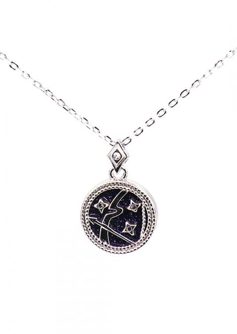Vékony nyaklánc horoszkóp medállal, ART931, ezüstszínű