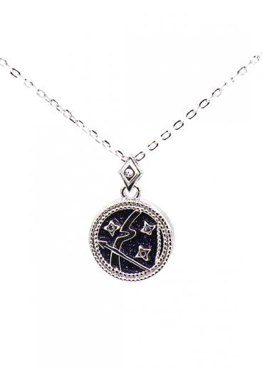 Vékony nyaklánc horoszkóp medállal, ART931, ezüstszínű