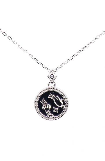 Vékony nyaklánc horoszkóp medállal,  ART927, ezüstszínű