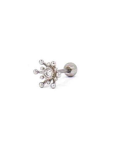 Virág formájú mini fülbevaló strasszkövekkel, ART952, ezüstszínű