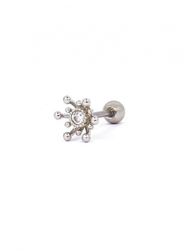 Virág formájú mini fülbevaló strasszkövekkel, ART952, ezüstszínű