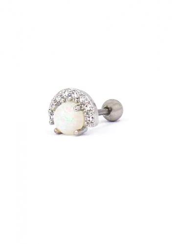 Elegáns mini fülbevaló strasszkövekkel és gyönggyel, ART956, ezüstszínű