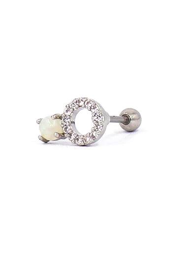 Kerek mini fülbevaló strasszkövekkel és gyönggyel, ART955, ezüstszínű