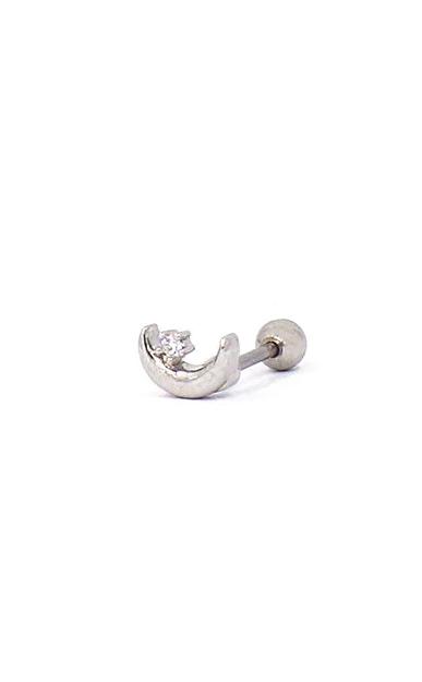 Félhold alakú, strasszköves mini fülbevaló, ART948, ezüstszínű