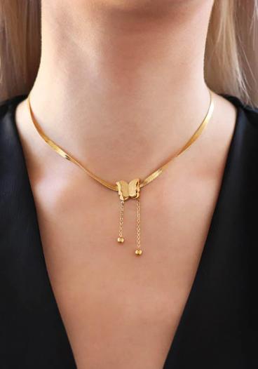 Elegáns nyaklánc pillangó alakú medállal, ART540, aranyszínű