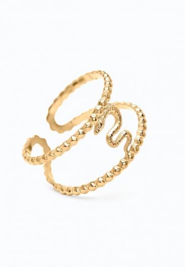 Elegáns gyűrű kígyó motívummal, aranyszínű