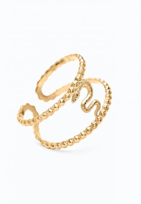 Elegáns gyűrű kígyó motívummal, aranyszínű