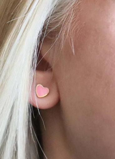 Szív alakú mini fülbevaló, rózsaszín