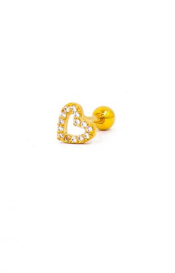 Szív alakú mini fülbevaló strasszkövekkel, aranyszínű