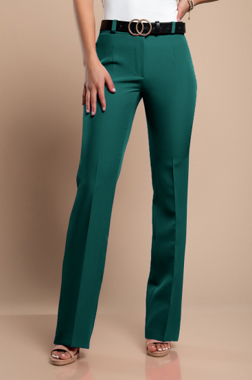 Elegáns nadrág hosszú, egyenes szárakkal, zöld