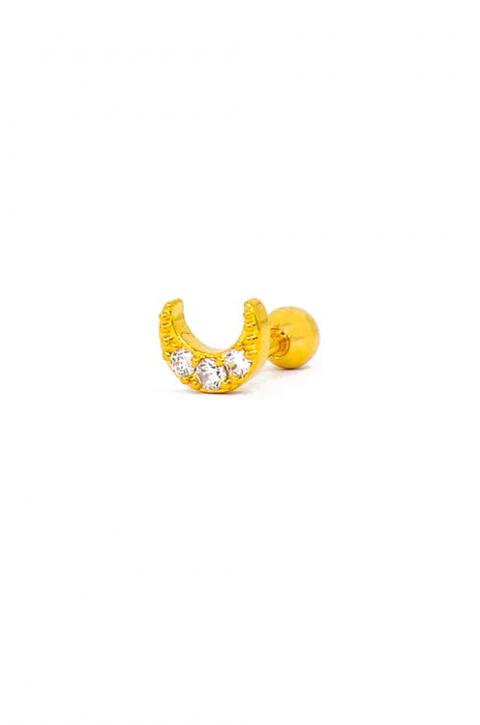 Félhold alakú mini fülbevaló strasszkövekkel, aranyszínű
