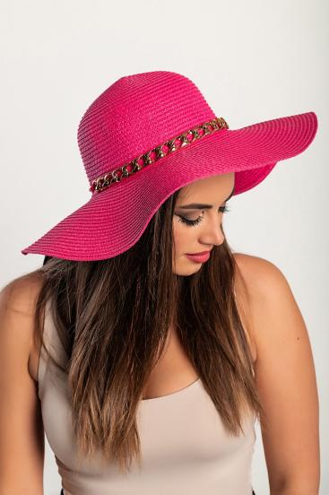 Kerek kalap dekoratív lánccal, rózsaszín