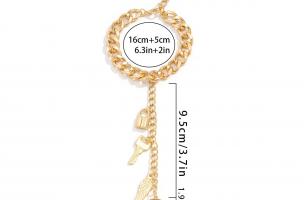 Karkötő láncszemekből dekoratív medálokkal és gyűrűvel, CEDERA, aranyszínű