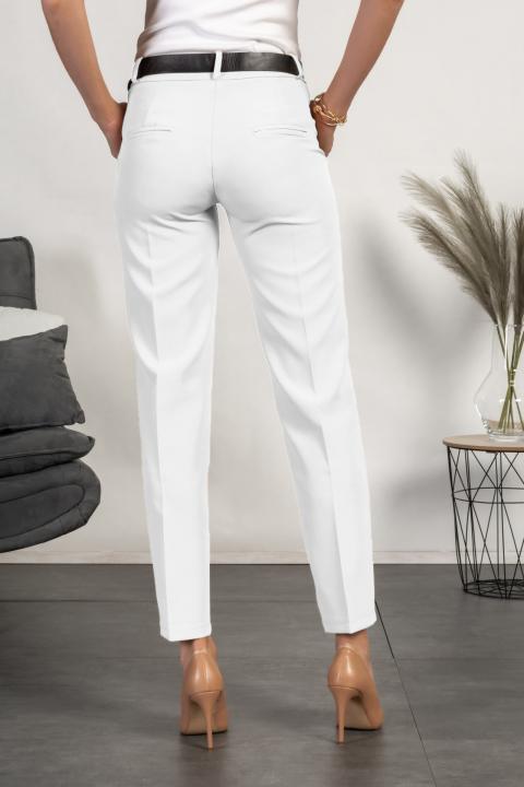 Elegáns nadrág hosszú, egyenes szárakkal, TORDINA, fehér