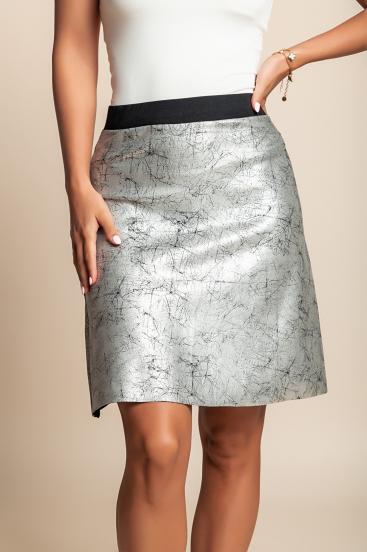 Plus size miniszoknya, ezüst színű