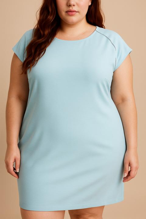 Plus size ujjatlan ruha, világoskék