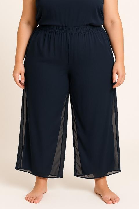 Plus size elegáns nadrág, sötétkék