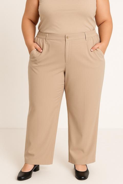 Plus size elegáns nadrág, bézs