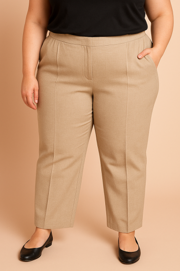 Plus size elegáns nadrág, bézs