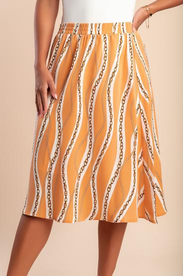 Plus size mintás szoknya, narancssárga