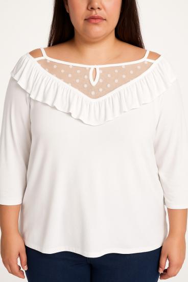 Plus size fodros felső, fehér