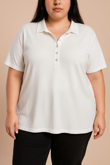 Plus size tunika gombokkal, fehér