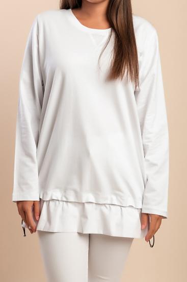 Pamut plus size felső, fehér