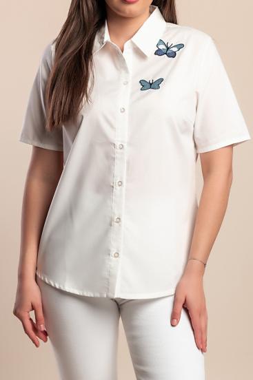 Plus size rövid ujjú ing, fehér