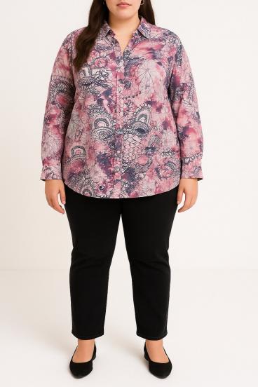 Plus size mintás blúz, rózsaszín