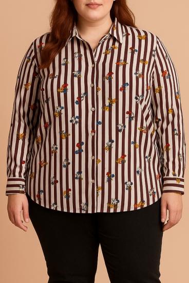 Plus size blúz mintával, bordó