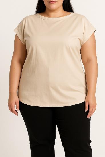 Gombos plus size blúz, bézs