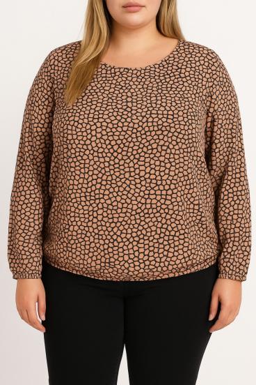 Plus size blúz mintával, sárgabarack