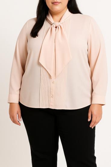 Plus size elegáns blúz, világos rózsaszín