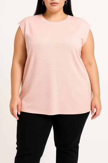 Plus size kötött felső, világos rózsaszín