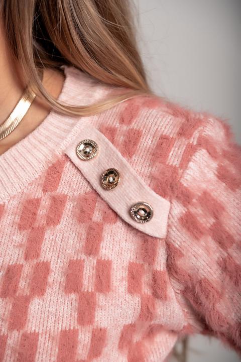 Rövid derekú, kötött pulóver dekoratív részletekkel, MURANO, rózsaszín