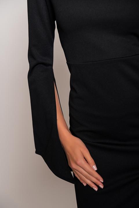 Szűk szabású miniruha aszimmetrikus nyakkivágással, MAMOLA, fekete