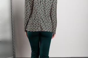 Sportos nadrágkosztüm geometrikus mintával, NUNZIA, sötétzöld